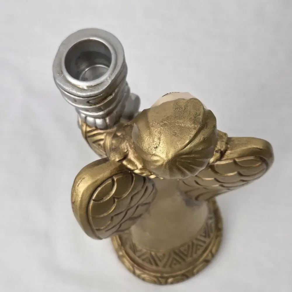 Mid Century Christmas Angel Candle Holder 1960s Gold Holy Hark Herald Sing